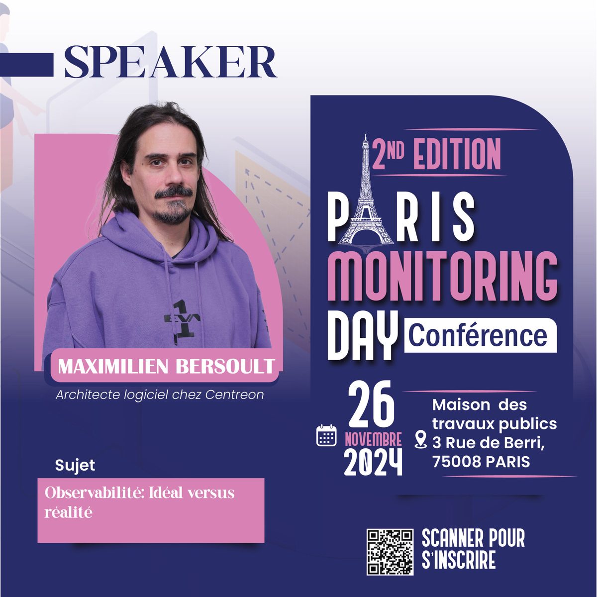Maximilien Bersoult at Paris Monitoring Day 2024: "Observability: Ideal versus Reality".
